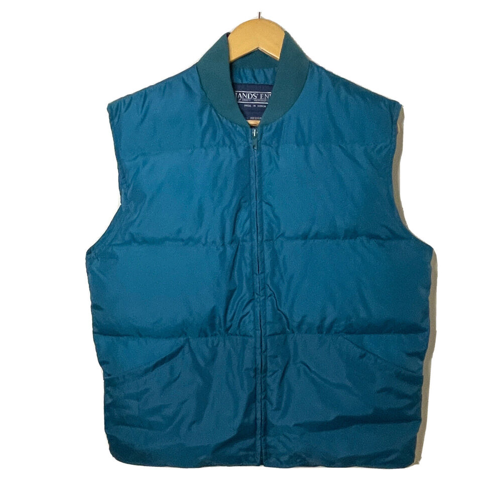 Vintage Land’s End Vest Puffer Goose Down Pockets Blue Gorpcore Women Unisex Med